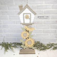 Load image into Gallery viewer, Sunflowers for the Birdhouse Interchangeable File SVG, Glowforge, Fall, Seasonal, Holiday Shapes, Spring, Bird house, LuckyHeartDesignsCo