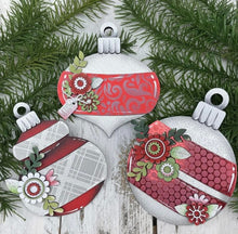 Load image into Gallery viewer, Chunky Floral Christmas Ornaments File SVG, Flower, Holiday Decor Glowforge, LuckyHeartDesignsCo