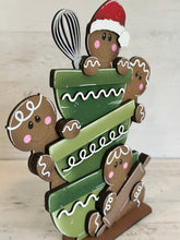 Load image into Gallery viewer, Gingerbread Men Stacking Bowls Standing Sign File SVG, Santa Christmas Baking Cookies Mantle decor Centerpiece glowforge LuckyHeartDesignsCo