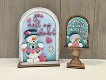 Load image into Gallery viewer, Snowman Valentine Tall Arch Sign Interchangeable File SVG, TINY INSERT only Snowmen Frosty Glowforge Holiday Tiered Tray LuckyHeartDesignsCo