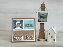 Load image into Gallery viewer, Moose Winter MINI Interchangeable Leaning Sign File SVG, Snowman, Hat, Snowflake, Tiered Tray Glowforge, LuckyHeartDesignsCo