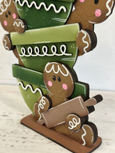 Load image into Gallery viewer, Gingerbread Men Stacking Bowls Standing Sign File SVG, Santa Christmas Baking Cookies Mantle decor Centerpiece glowforge LuckyHeartDesignsCo