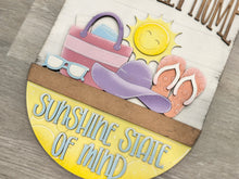 Load image into Gallery viewer, Summer Holiday Door Sign Interchangeable File, SVG, Beach, Flip Flops, Sun, Sunglasses, Hat, Pool, Swim, Seasonal Home Welcome, glowforge