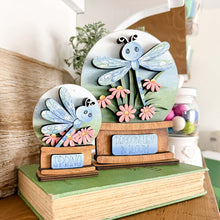 Load image into Gallery viewer, Dragonfly Snow Globe Interchangeable File SVG, TINY, Glowforge, Birdhouse, Dragonflies, Flower, Butterfly, Tiered Tray LuckyHeartDesignsCo