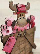 Load image into Gallery viewer, Moose Valentine For The Flower Basket Interchangeable File SVG, Heart Love, TINY Sweets Candy Tiered Tray Glowforge LuckyHeartDesignsCo
