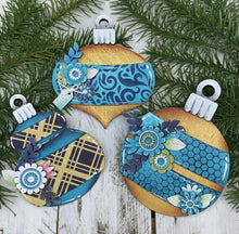 Load image into Gallery viewer, Chunky Floral Christmas Ornaments File SVG, Flower, Holiday Decor Glowforge, LuckyHeartDesignsCo