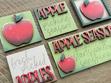 Load image into Gallery viewer, Apple MINI Interchangeable Leaning Sign File SVG, Fall, Farm, Teacher, School, Summer fruit Tiered Tray Glowforge, LuckyHeartDesignsCo