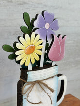 Load image into Gallery viewer, Mason Jar Mug Stick File SVG, Glowforge Tiered Tray Decor, Spring, Summer Plant Stake, Christmas, Flower, Gift, LuckyHeartDesignsCo