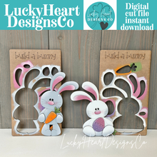 Load image into Gallery viewer, Floppy Bunny Pop Out Easter Craft Kit File SVG, Glowforge, Nerdy, Egg, DIY, Carrot, LuckyHeartDesignsCo
