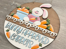 Load image into Gallery viewer, Easter Bunny Carrots Holiday Door Sign Interchangeable File, SVG Bunny, Eggs, Basket, Spring, Seasonal, Home, Welcome, glowforge