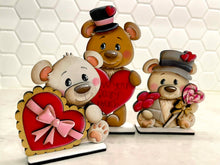 Load image into Gallery viewer, Bear Valentines Day Standing File SVG, Balloon, Love, Heart, Mailbox, Chocolate, Farm, Cupid, Tiered Tray Glowforge LuckyHeartDesignsCo