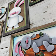 Load image into Gallery viewer, Floppy Easter Bunny Wall Sign Bundle Set File SVG, Glowforge, Spring, Carrot, Basket Cottontail, Chocolate, LuckyHeartDesignsCo