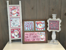 Load image into Gallery viewer, Snowman Valentines Day Interchangeable Leaning Sign File SVG, Love, Snowmen, Winter, Heart, Tiered Tray Glowforge, LuckyHeartDesignsCo