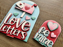 Load image into Gallery viewer, Love Letters Valentine Tall Arch Sign Interchangeable File SVG, TINY, INSERT only, Heart Glowforge, Holiday, Tiered Tray LuckyHeartDesignsCo