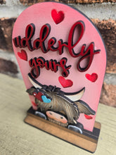 Load image into Gallery viewer, Highland Valentine Tall Arch Sign Interchangeable File SVG, TINY, INSERT only, Cow, Glowforge, Holiday, Tiered Tray LuckyHeartDesignsCo