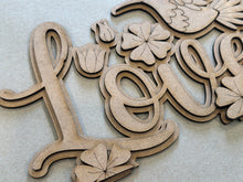 Load image into Gallery viewer, Hummingbird Love Standing Sign File SVG, Glowforge Flower, Bird, Daisies, Spring, Summer, Butterflies, Tiered Tray LuckyHeartDesignsCo
