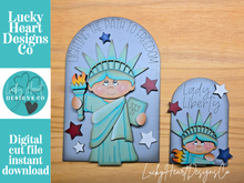 Load image into Gallery viewer, Statue of Liberty Tall Arch Sign Interchangeable File SVG, TINY, insert only, USA, Fireworks, America, Glowforge Tiered LuckyHeartDesignsCo