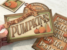 Load image into Gallery viewer, Pumpkin Fall Sign Sign Bundle Set File SVG, Glowforge, Farmhouse, Farm, Picking, Patch, Gourd, LuckyheartDesignsCo
