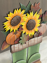 Load image into Gallery viewer, Fall Foliage Standing Boots Sign File SVG, Floral, Leaf, Pumpkin, Leaves, Sunflower, Berries, Gourd, Glowforge, LuckyHeartDesignsCo