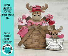 Load image into Gallery viewer, Moose Valentine For The Flower Basket Interchangeable File SVG, Heart Love, TINY Sweets Candy Tiered Tray Glowforge LuckyHeartDesignsCo