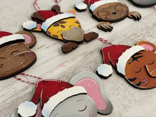 Load image into Gallery viewer, Circus Zoo Ornament File SVG, Glowforge, Bear, Alligator, Elephant, Monkey, Sloth, Giraffe, Santa, Baby Christmas, LuckyHeartDesignsCo