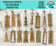 Load image into Gallery viewer, Farmhouse Christmas Tree Rectangle Ornament File SVG, Holiday Glowforge, LuckyHeartDesignsCo