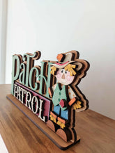 Load image into Gallery viewer, Scarecrow Shelf Sitter Standing File SVG, Glowforge Pumpkin Farm, Girl, Boy, Autumn, Gourd, Decor, Tiered Tray, LuckyHeartDesignsCo