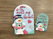 Load image into Gallery viewer, Snowman Valentine Tall Arch Sign Interchangeable File SVG, TINY INSERT only Snowmen Frosty Glowforge Holiday Tiered Tray LuckyHeartDesignsCo