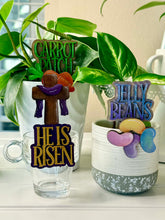 Load image into Gallery viewer, Easter Mug Hugger Bundle File SVG, Glowforge, Bunny, Jelly Bean, Cross, Egg, Carrot Tiered Tray, Plant Topper, Gift, LuckyHeartDesignsCo