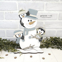 Load image into Gallery viewer, Penguin Winter Snowman Standing File SVG, Glowforge, Christmas, Tiered Tray LuckyHeartDesignsCo