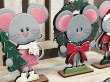 Load image into Gallery viewer, Mouse Merry Christmas Standing File SVG, mice, Glowforge 'Twas The Night Before, Tree, Candy Cane, Present, Wreath, Ornament, LuckyHeartDesignsCo