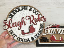 Load image into Gallery viewer, Sleigh Rides Sign Bundle Set File SVG, Glowforge, Holiday, Tree Farm, Reindeer, North Pole, Santa, LuckyHeartDesignsCo