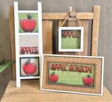 Load image into Gallery viewer, Apple MINI Interchangeable Leaning Sign File SVG, Fall, Farm, Teacher, School, Summer fruit Tiered Tray Glowforge, LuckyHeartDesignsCo