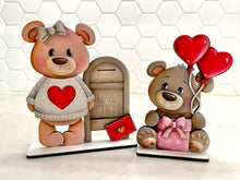 Load image into Gallery viewer, Bear Valentines Day Standing File SVG, Balloon, Love, Heart, Mailbox, Chocolate, Farm, Cupid, Tiered Tray Glowforge LuckyHeartDesignsCo