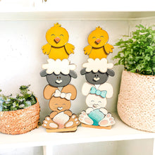 Load image into Gallery viewer, Bunny, Lamb, Chick Standing Stacking File SVG, Glowforge Easter, Egg, LuckyHeartDesignsCo