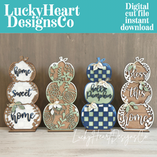Load image into Gallery viewer, Stacking Standing Pumpkins Three File SVG, Reversible, Fall Glowforge, LuckyHeartDesignsCo