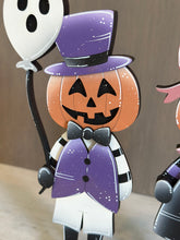 Load image into Gallery viewer, Pumpkin Head Boy and Girl Standing File SVG, Glowforge Fall, Ghost, Candy Halloween, Jack-O-Lantern, Decor, Tiered Tray, LuckyHeartDesignsCo