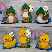 Load image into Gallery viewer, Spring Daisy Duck Standing File SVG, Umbrella, Swimming, Flower, Cute, Pet, Farm Tiered Tray Glowforge, LuckyHeartDesignsCo