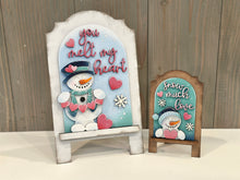 Load image into Gallery viewer, Snowman Valentine Tall Arch Sign Interchangeable File SVG, TINY INSERT only Snowmen Frosty Glowforge Holiday Tiered Tray LuckyHeartDesignsCo