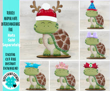 Load image into Gallery viewer, Turtle Animal Hats Interchangeable MINI File SVG, Seasonal Leaning sign, Tortoise, Holiday, Tiered Tray Glowforge, LuckyHeartDesignsCo
