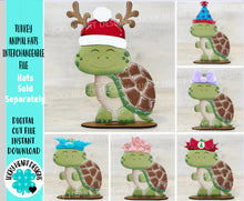 Load image into Gallery viewer, Turtle Animal Hats Interchangeable MINI File SVG, Seasonal Leaning sign, Tortoise, Holiday, Tiered Tray Glowforge, LuckyHeartDesignsCo