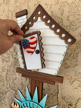 Load image into Gallery viewer, Statue of Liberty Birdhouse Interchangeable File SVG, Glowforge, America Lady Fireworks, USA, Patriotic, Fourth of July, LuckyHeartDesignsCo