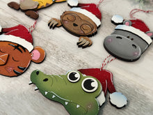 Load image into Gallery viewer, Circus Zoo Ornament File SVG, Glowforge, Bear, Alligator, Elephant, Monkey, Sloth, Giraffe, Santa, Baby Christmas, LuckyHeartDesignsCo