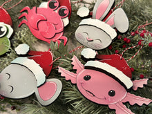 Load image into Gallery viewer, Cute Pet Ornament File SVG, Glowforge, Bunny, Rabbit, Crab, Mouse, Frog, Axolotl, Animal, Baby Christmas, LuckyHeartDesignsCo