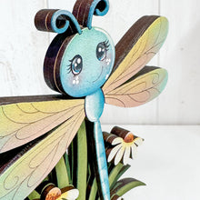 Load image into Gallery viewer, Dragonfly Standing Sign File SVG, Glowforge Flower, Daisy, Dragonflies, Spring, Summer, Daisies, Tiered Tray LuckyHeartDesignsCo