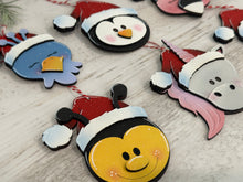 Load image into Gallery viewer, Animal Santa Ornament File SVG, Glowforge, Penguin, Dinosaur, Bee, Peacock, Unicorn, Flamingo, Baby Christmas, LuckyHeartDesignsCo