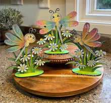 Load image into Gallery viewer, Dragonfly Standing Sign File SVG, Glowforge Flower, Daisy, Dragonflies, Spring, Summer, Daisies, Tiered Tray LuckyHeartDesignsCo