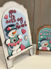 Load image into Gallery viewer, Snowman Valentine Tall Arch Sign Interchangeable File SVG, TINY INSERT only Snowmen Frosty Glowforge Holiday Tiered Tray LuckyHeartDesignsCo