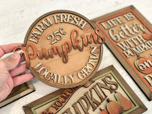 Load image into Gallery viewer, Pumpkin Fall Sign Sign Bundle Set File SVG, Glowforge, Farmhouse, Farm, Picking, Patch, Gourd, LuckyheartDesignsCo