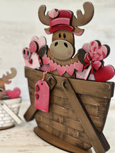 Load image into Gallery viewer, Moose Valentine For The Flower Basket Interchangeable File SVG, Heart Love, TINY Sweets Candy Tiered Tray Glowforge LuckyHeartDesignsCo